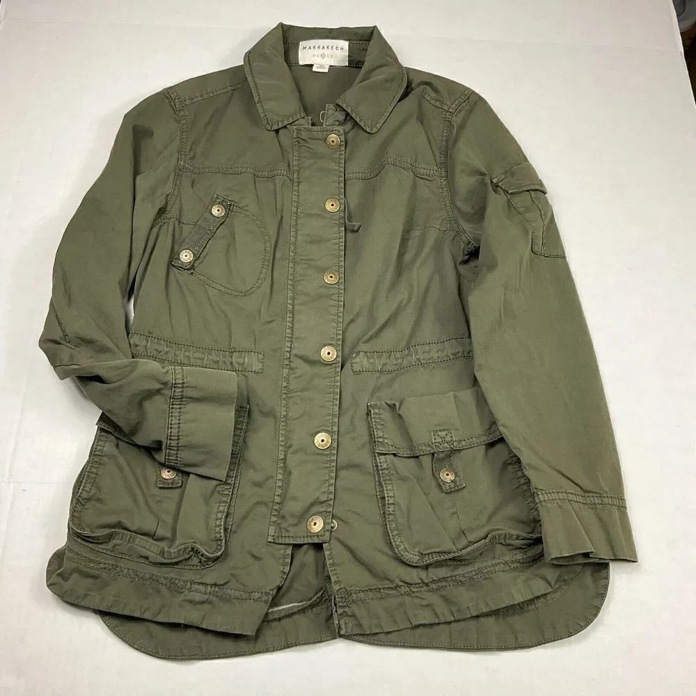 Marrakech Womens Anorak Jacket Green Zip Up Casual Soft Shell Utility Pockets XS